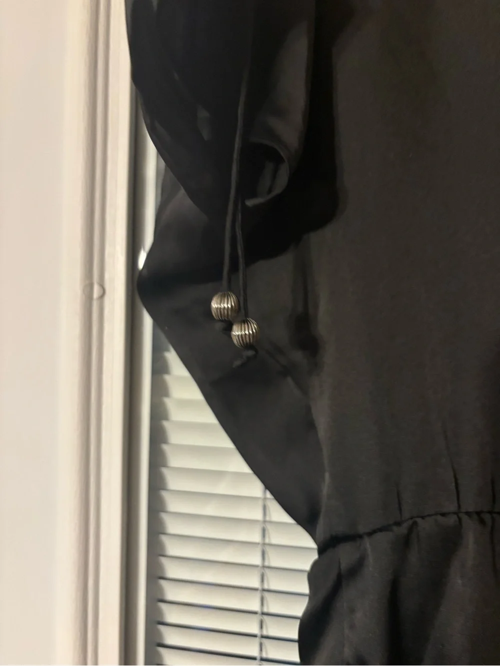 Black Dolman Sleeve Tunic Dress with Elastic Waist - Picture 4 of 5